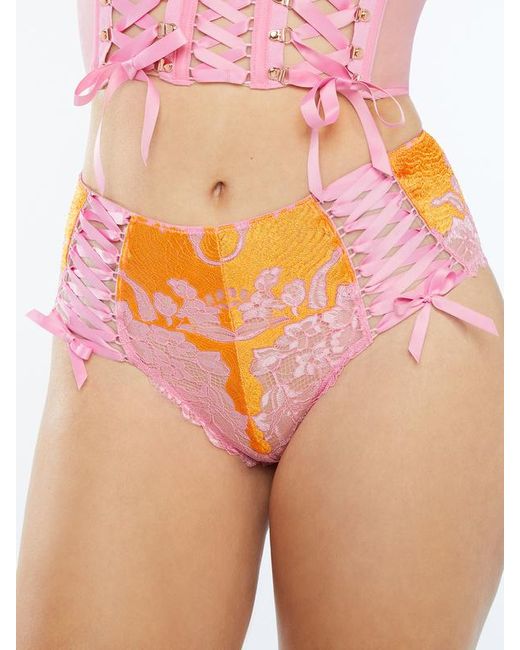 Savage X Orange Lace'd Up Strappy Shorts