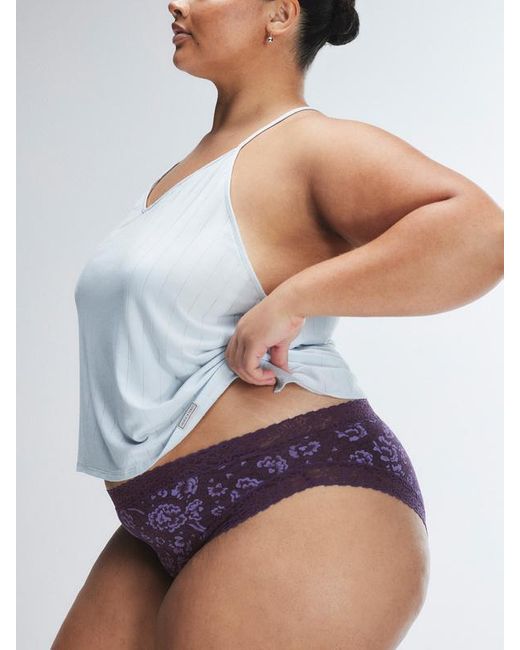 Savage X Purple Cotton Essentials Lace-trim Cheeky Knickers