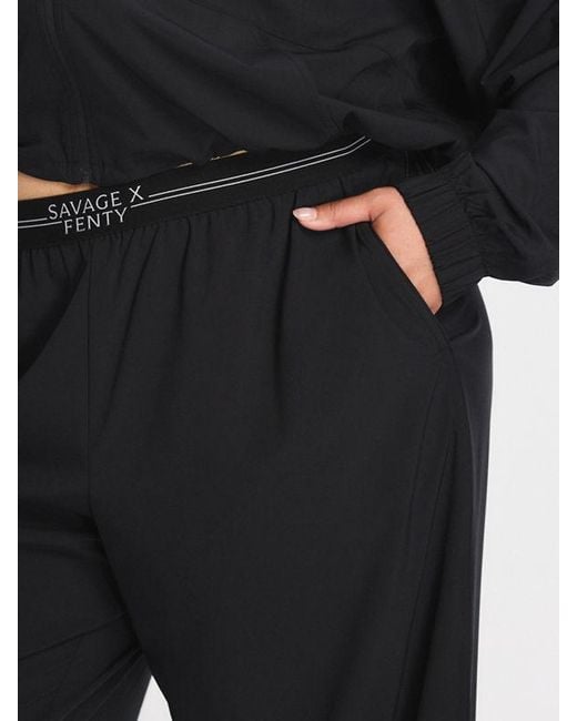Savage X Black Stretch Woven Logo Band Wide Leg Pant