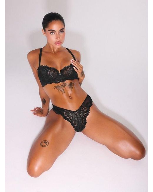 Savage X Black Romantic Corded Lace Brazilian Knickers