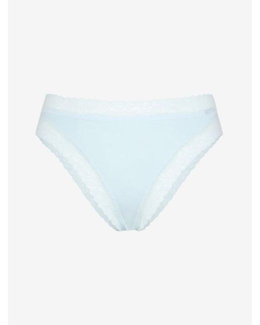 Savage X White Cotton Essentials Classic Lace-trim Cheeky Knickers