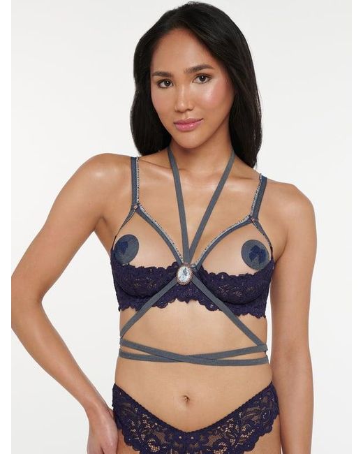 Savage X Blue Framed In Denim Body Harness (xs-xl)