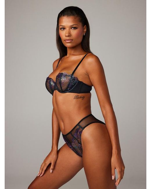 Savage X Blue Midnight Sweat Unlined Embroidered Balconette Bra