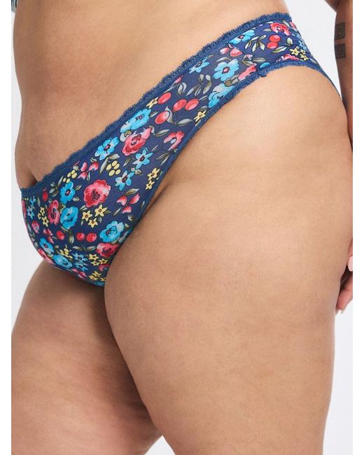 Savage X Blue Cotton Essentials Lace-trim Cheeky Knickers