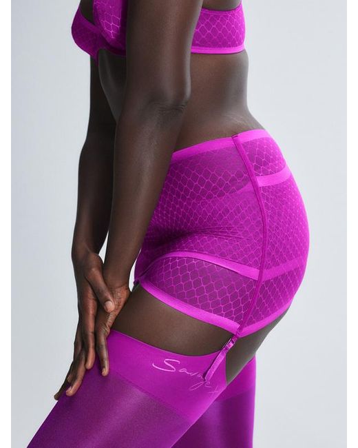 Savage X Pink Show N' Tell Mesh Suspender Skirt