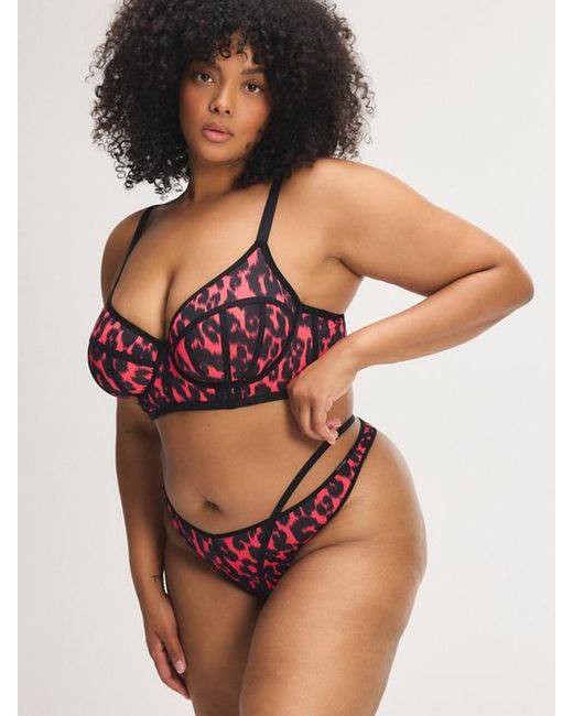 Savage X Black City Kitty Unlined Longline Demi Bra