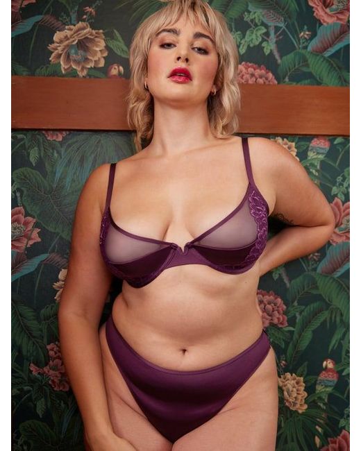 Savage X Purple Savage Not Sorry Half-cup Plunge Bra With Lace