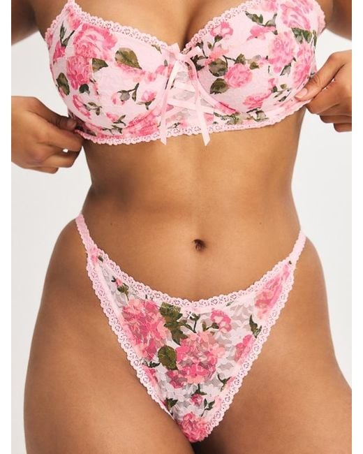 Savage X Pink Sinful Rose Printed Lace Balconette Bra