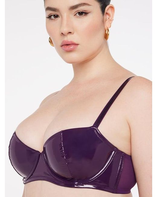 Savage X Purple Leather Tease Vinyl Low-cut Balconette Bra