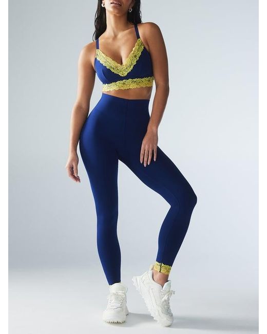 Savage X Blue Hotline Lace-trimmed High-waist Leggings