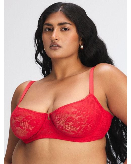 Savage X Red Luxe Lace Unlined Low-cut Balconette Bra