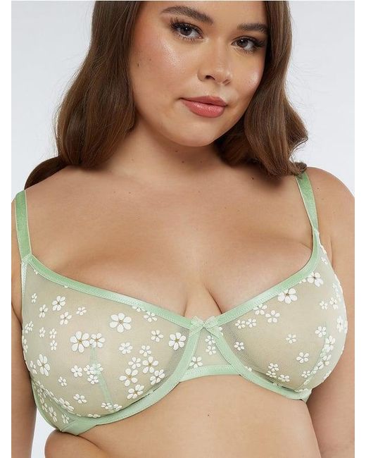 Savage X Green Puff Daisy Unlined Bra