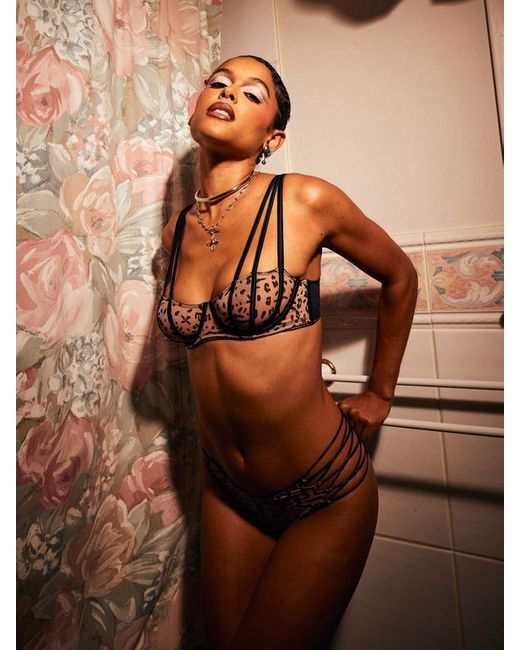 Savage X Black Vigilante Vamp Mesh Unlined Balconette Bra