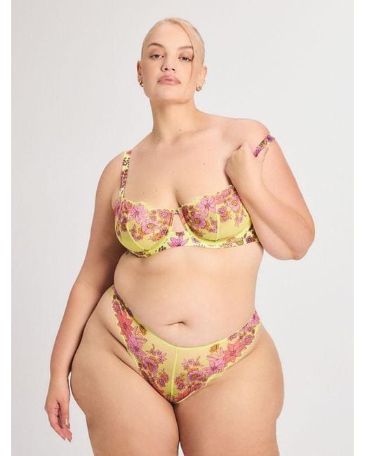 Savage X Yellow Mod Poppy Lace Brazilian Panty