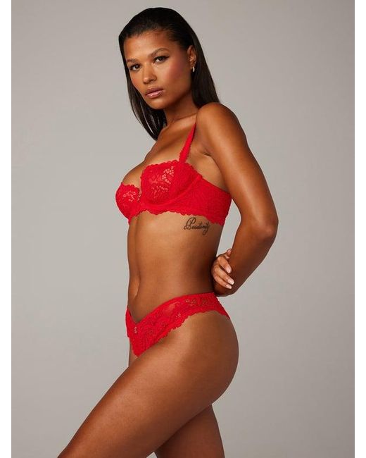 Savage X Red Romantic Corded Lace Unlined Balconette Bra