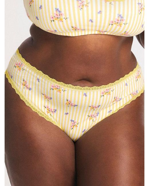 Savage X Brown Cotton Essentials Lace-trim Cheeky Panty