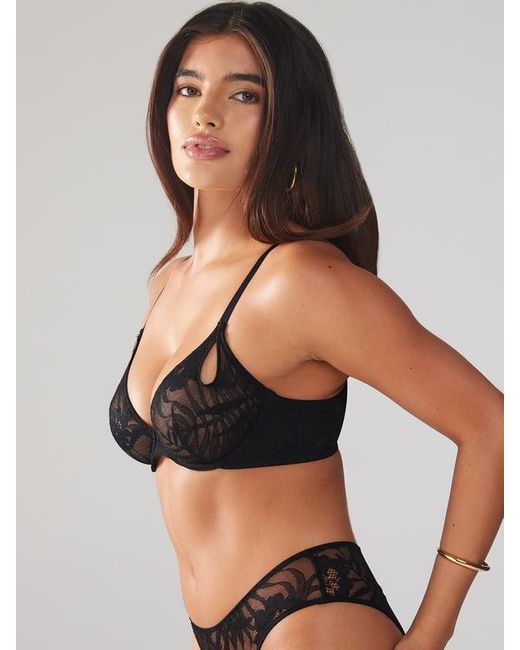 Savage X Black Shadowplay Lace Unlined Plunge Bra