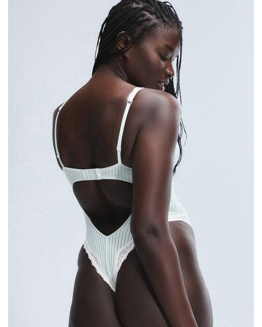 Savage X White Always En Pointe Underwire Thong Teddy