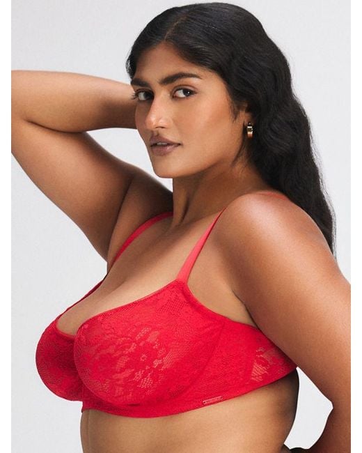 Savage X Red Luxe Lace Unlined Low-cut Balconette Bra