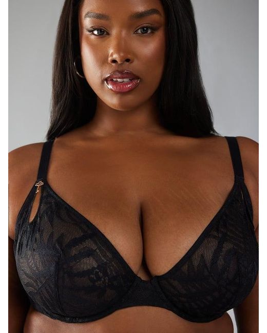 Savage X Black Shadowplay Lace Unlined Plunge Bra