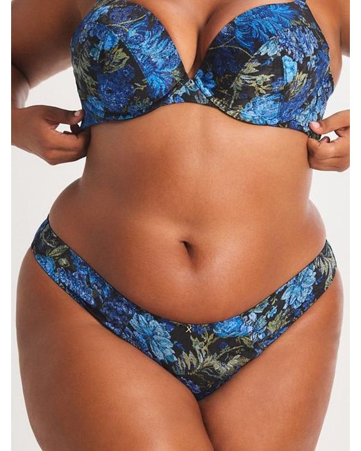 Savage X Blue Floral Rush High-leg Bikini Knickers