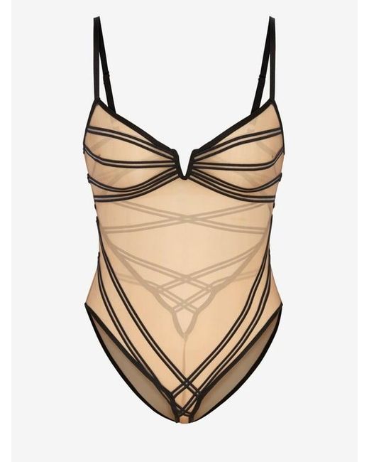 Savage X Natural Strappy Hour Striped Teddy