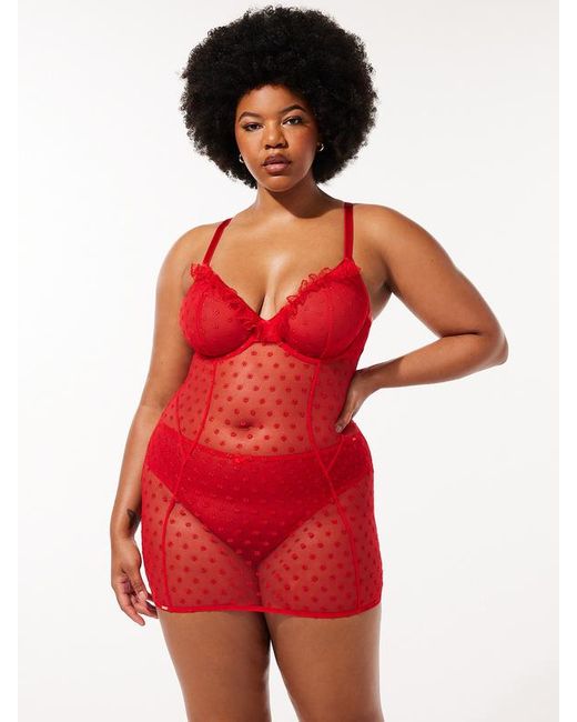 Savage X Ruffle Luv Underwire Slip in Red