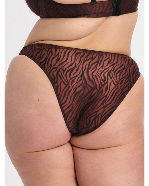 Savage X Brown Untamed Lavish Lace High-leg Bikini Knickers