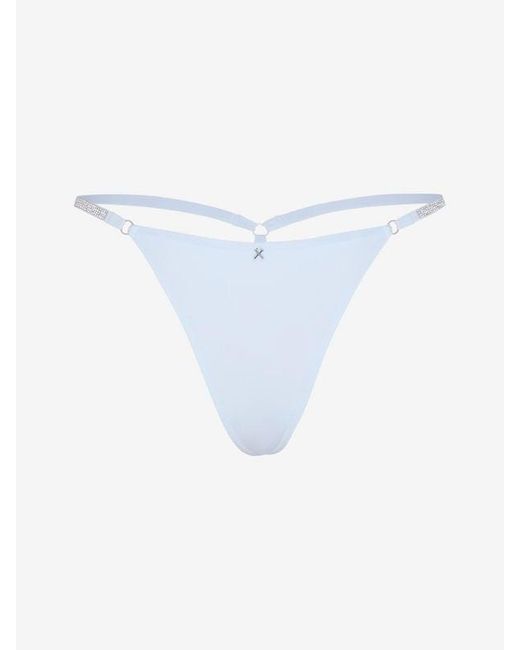 Savage X Blue Midnight Microfiber Rhinestone G-string Knickers