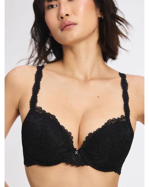 Savage X Black Romantic Corded Lace Padded Demi Bra