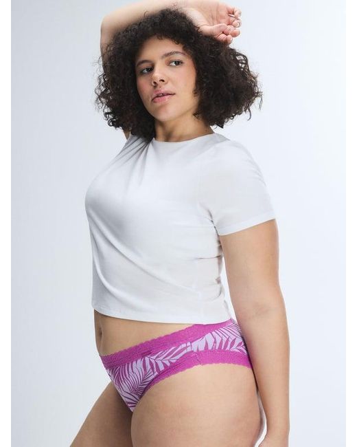 Savage X White Cotton Essentials Lace-trim Cheeky Knickers
