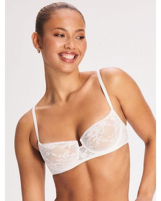 Savage X White Luxe Lace Unlined Low-cut Balconette Bra