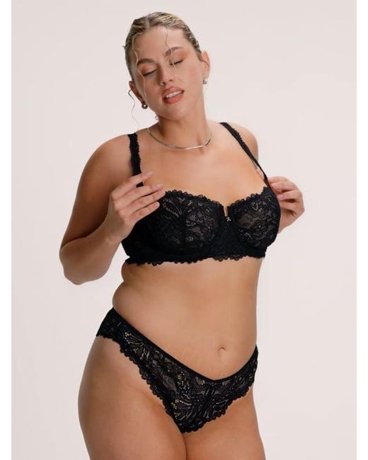 Savage X Black Romantic Corded Lace Brazilian Knickers