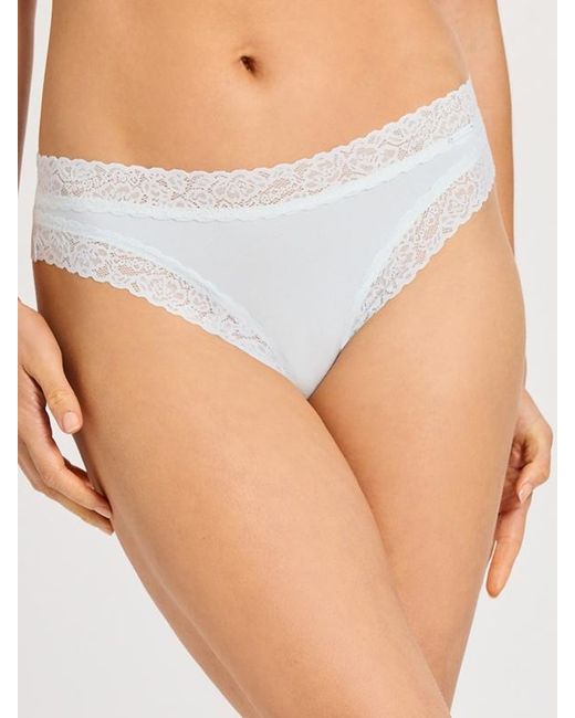 Savage X White Cotton Essentials Classic Lace-trim Cheeky Knickers