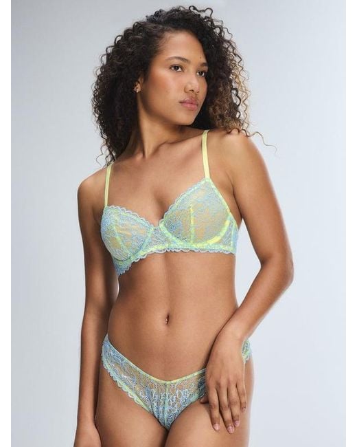 Savage X Blue Keepsake Lace Unlined Demi Bra