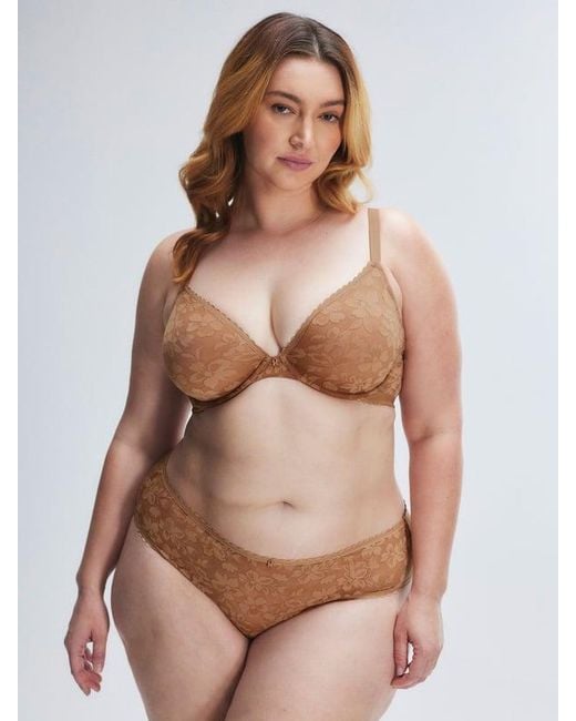 Savage X Brown Lavish Lace Unlined Plunge Bra