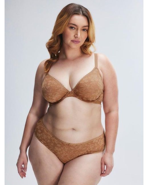 Savage X Brown Lavish Lace Unlined Plunge Bra