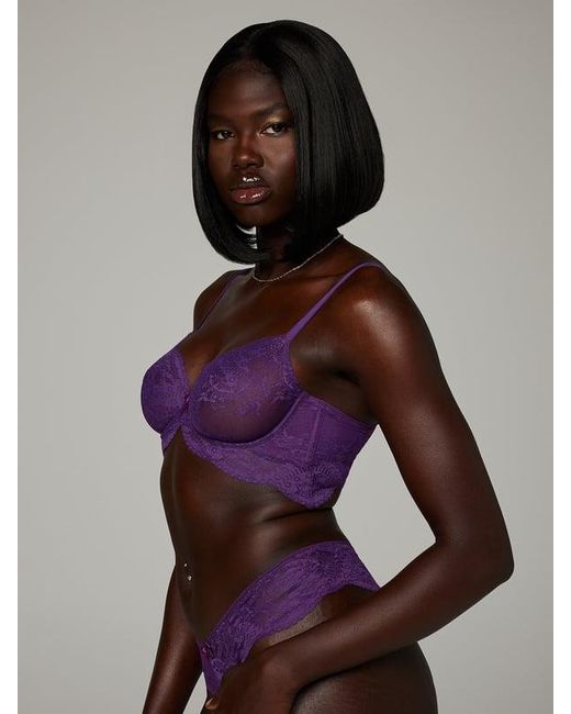 Savage X Purple Haute Lace Unlined Demi Bra