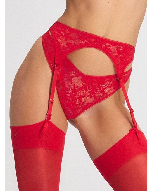 Savage X Red Luxe Lace Garter Belt