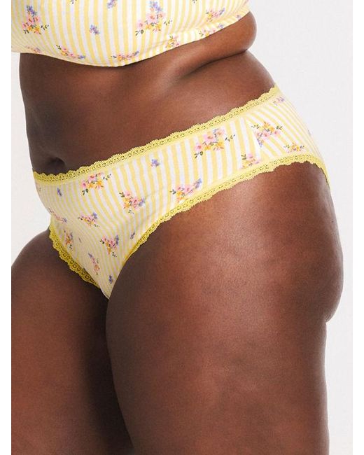 Savage X Brown Cotton Essentials Lace-trim Cheeky Panty