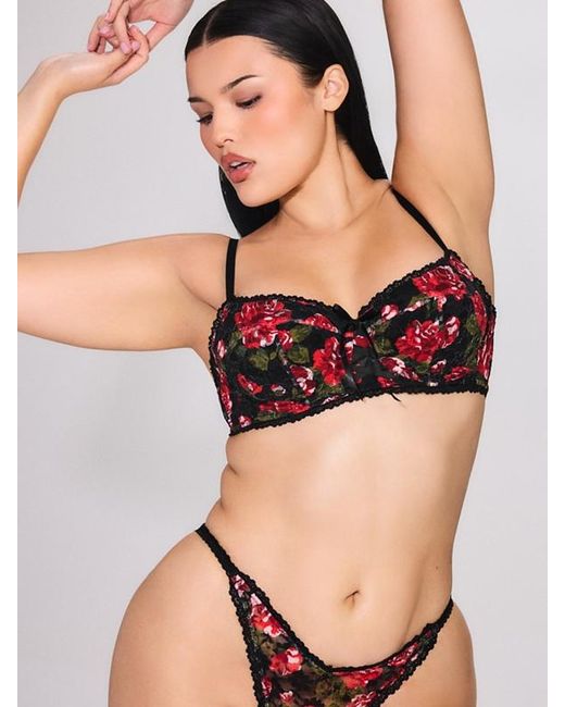 Savage X Black Sinful Rose Printed Lace Balconette Bra