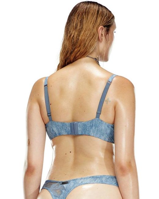 Savage X Blue Diesel Stonewash And Lace Unlined Balconette Bra