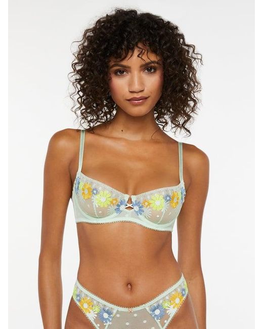 Savage X Green Free Spirit Floral Embroidered Unlined Balconette Bra