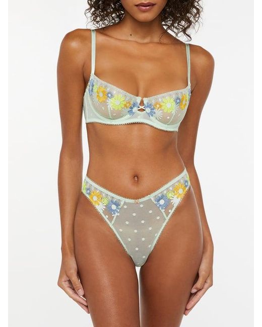 Savage X Brown Free Spirit Floral Embroidered High-leg Bikini