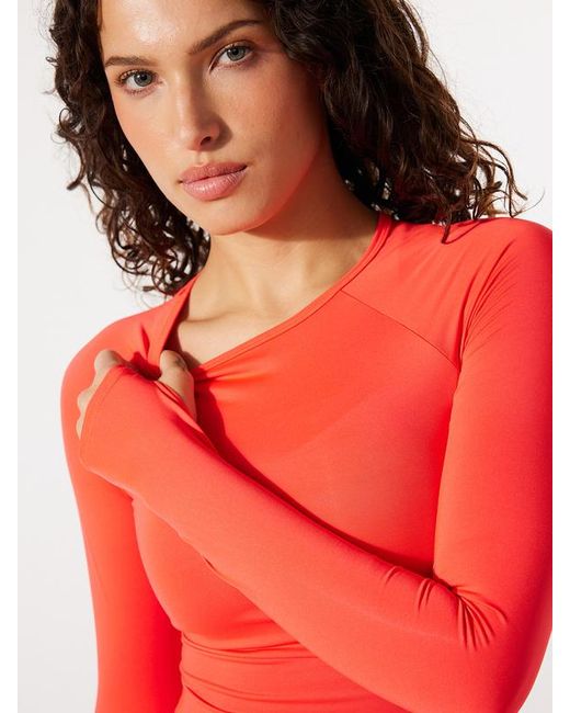 Savage X Red Lace Up Open-back Long-sleeve Top
