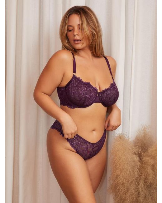 Savage X Purple Savage Not Sorry Unlined Lace Balconette Bra