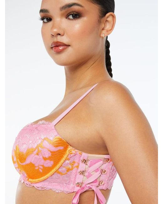 Savage X White Lace'd Up Padded Low Balconette Bra
