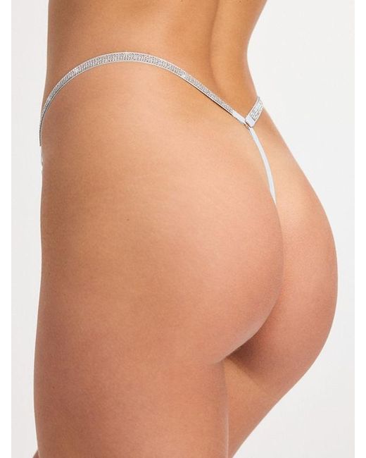 Savage X Blue Midnight Microfiber Rhinestone G-string Knickers