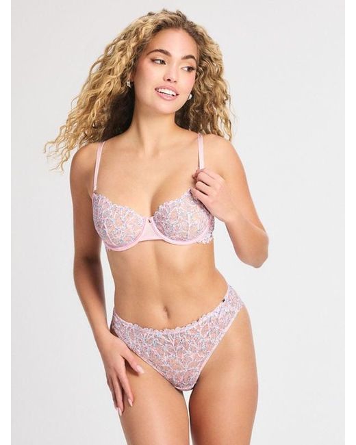 Savage X Pink Savage Not Sorry Printed Unlined Lace Balconette Bra