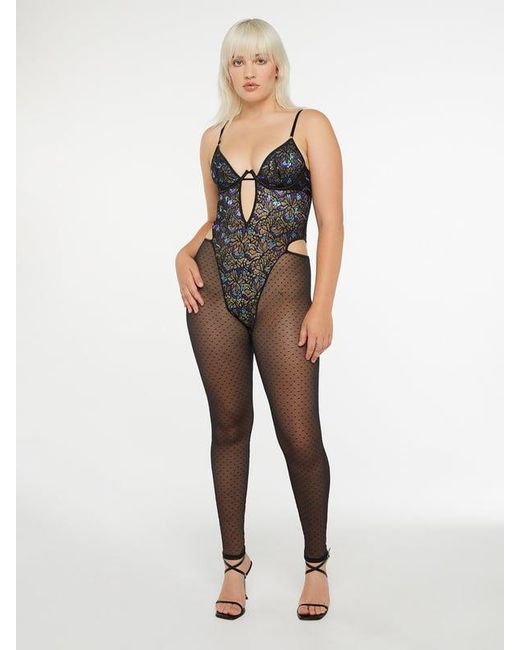 Savage X White Butterfly Wings Lace & Mesh Catsuit